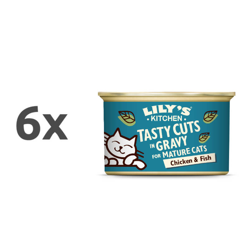 Lily's Kitchen Tasty Cuts v omaki Senior - piščanec in riba - 6 x 85 g