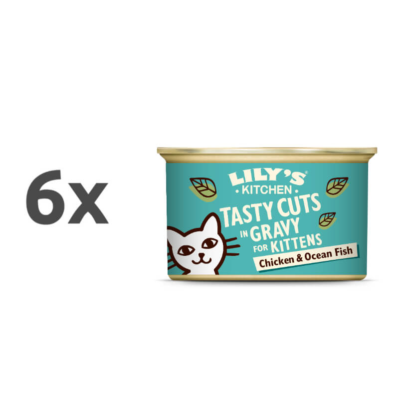 Lily's Kitchen Tasty Cuts v omaki Kitten - piščanec in oceanska riba - 6 x 85 g