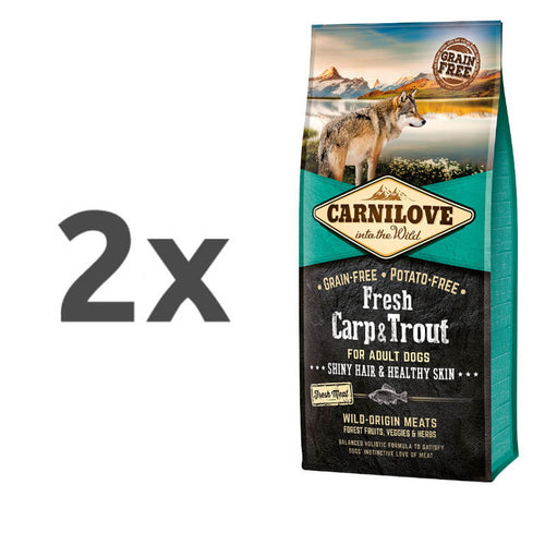 Carnilove Dog Adult Fresh Hair & Skin - krap & postrv - 2 x 12 kg