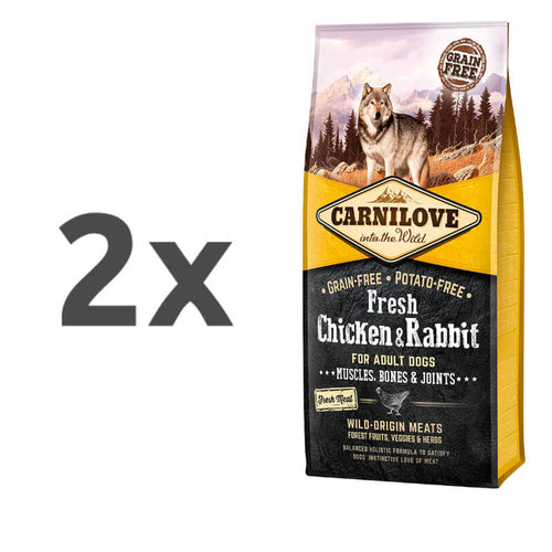 Carnilove Dog Adult Fresh Bones & Joints - piščanec & kunec - 2 x 12 kg