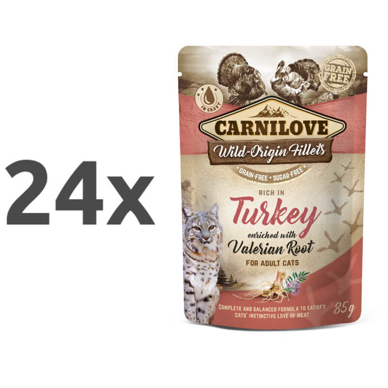 Carnilove Cat WMM Adult - puran & baldrijan, 85 g - 24 x 85 g