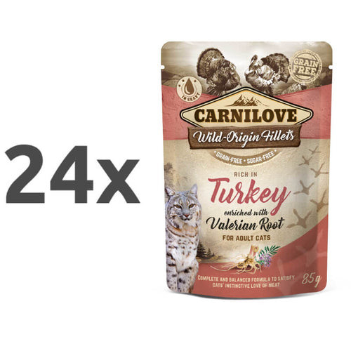 Carnilove Cat WMM Adult - puran & baldrijan, 85 g - 24 x 85 g