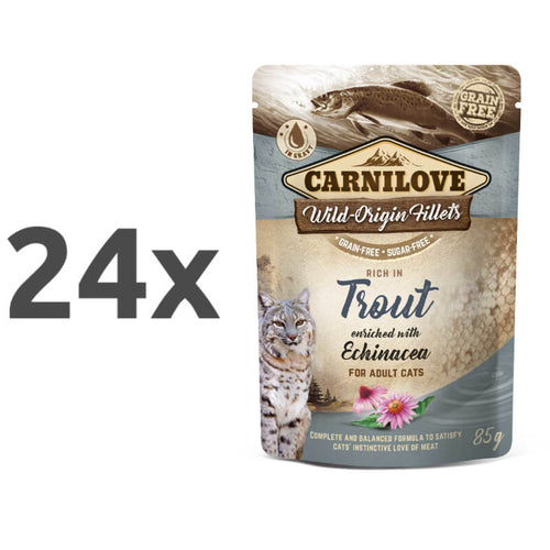 Carnilove Cat WMM Adult - postrv & slamnik, 85 g - 24 x 85 g