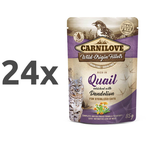 Carnilove Cat WMM Adult Sterilised - prepelica & regrat, 85 g - 24 x 85 g