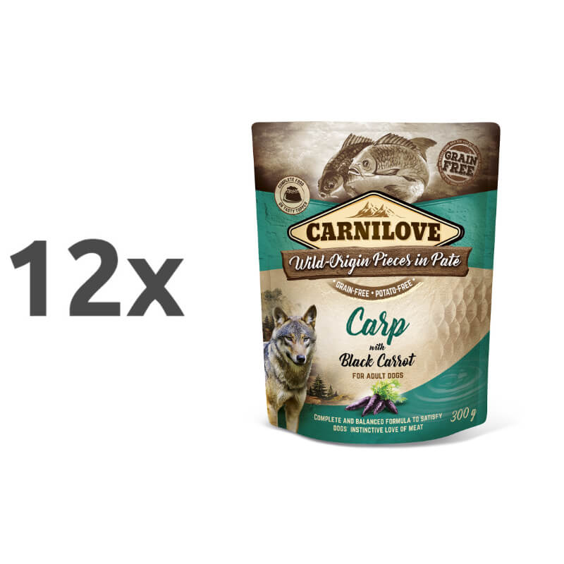 Carnilove Dog Adult - krap & črno korenje, vrečka 300g - 12 x 300 g