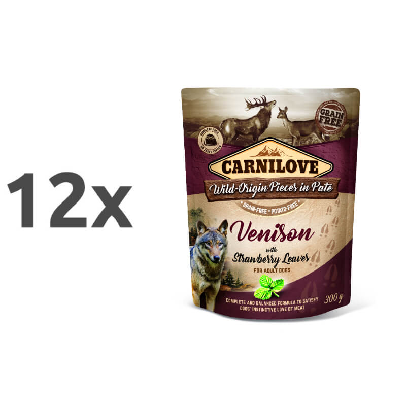 Carnilove Dog Adult - divjačina & listi jagod, vrečka 300g - 12 x 300 g