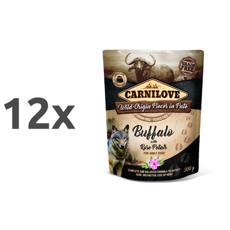 Carnilove Dog Adult - bivol & rožni listi, vrečka 300g - 12 x 300 g