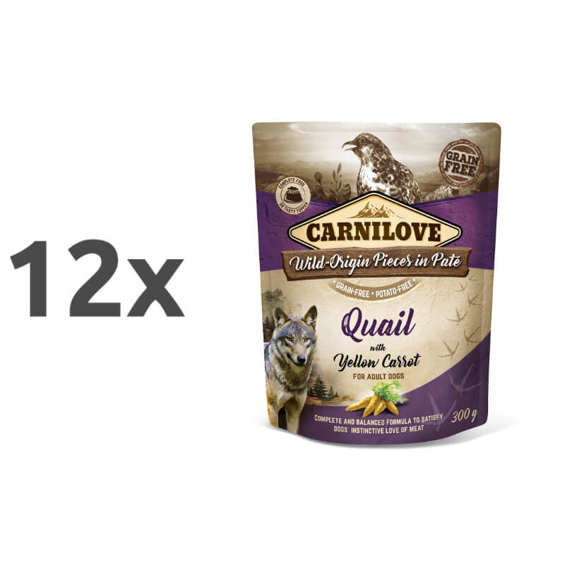 Carnilove Dog Adult - prepelica & rumeno korenje, vrečka 300g - 12 x 300 g