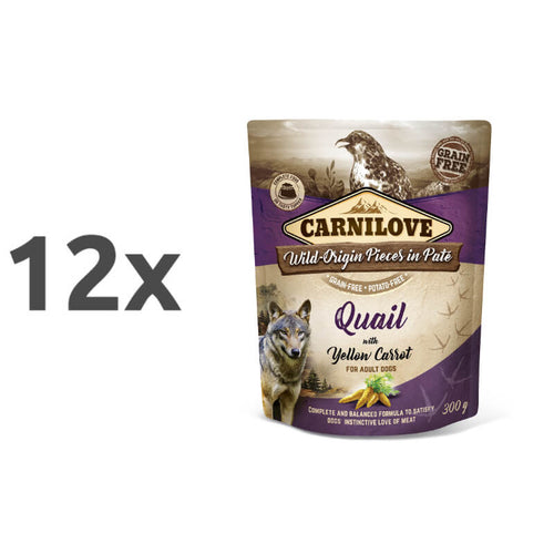 Carnilove Dog Adult - prepelica & rumeno korenje, vrečka 300g - 12 x 300 g