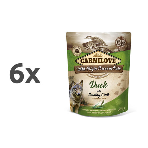 Carnilove Dog Adult - raca & travniški mačji rep, vrečka 300g - 6 x 300 g