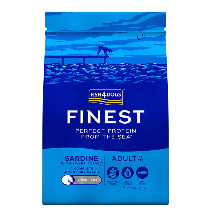 Fish4Dogs Adult - sardine - veliki briketi - 1,5 kg