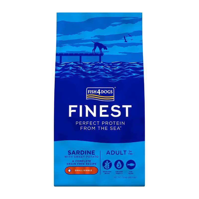 Fish4Dogs Adult - sardine - veliki briketi - 12 kg