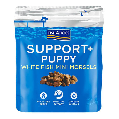 Fish4Dogs Support+ Puppy za prebavo, bela riba in skuša - 150 g