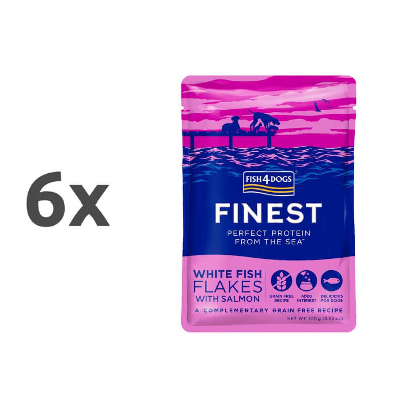 Fish4Dogs flakes bela riba in losos, koščki - pakiranje 6 x 100 g (2)