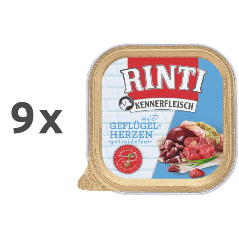 Rinti Kennerfleisch alutray - piščančji srčki - 300 g - 9 x 300 g