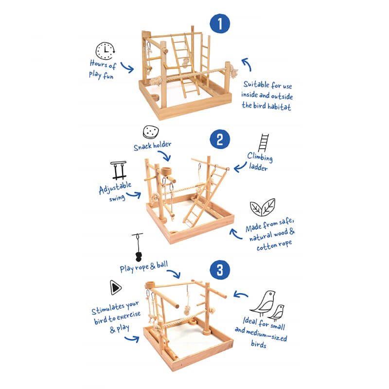 Duvo leseno igrišče za ptice 3-in-1 - 38 x 38 x 40,5 cm (3)