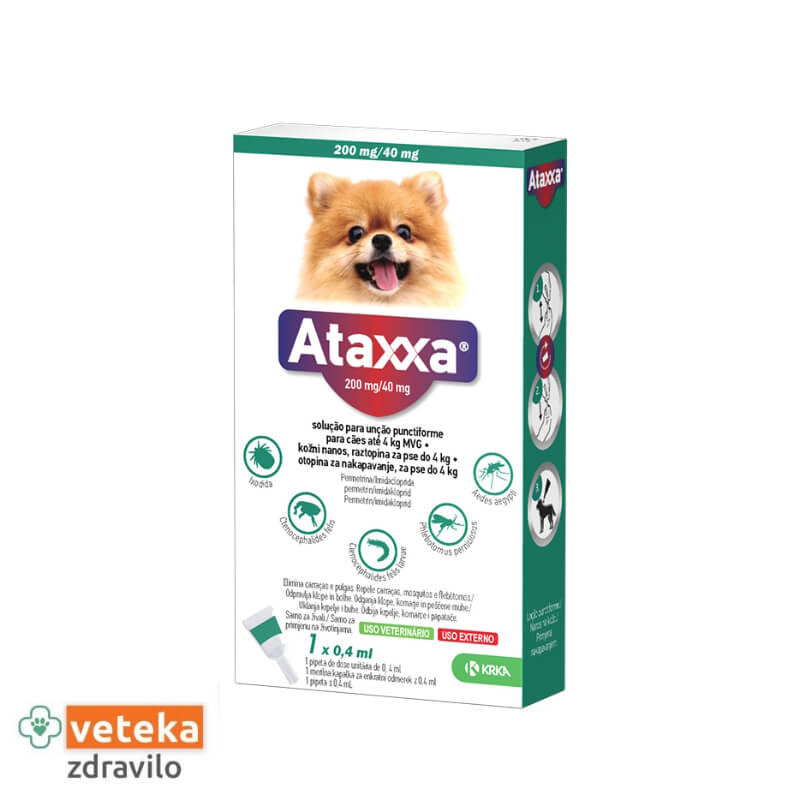 Ataxxa pipeta za pse do 4 kg, 0,4 ml/1 ampula