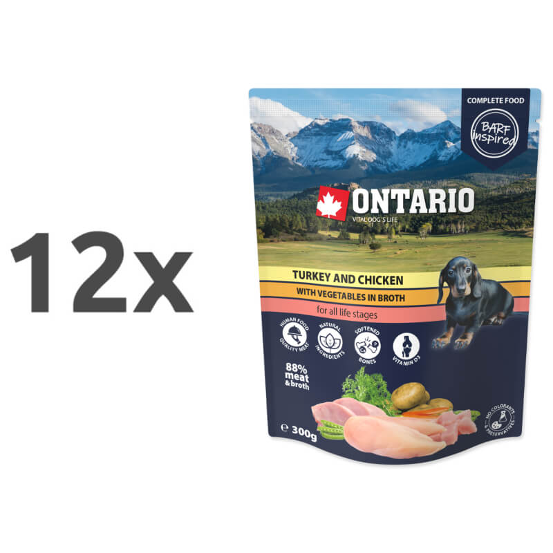 Ontario Dog - puran, piščanec in zelenjava v juhi, 300g - 12 x 300 g