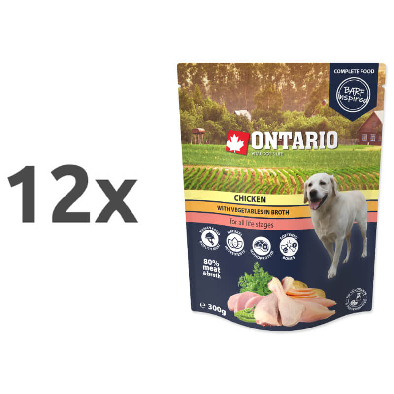 Ontario Dog - piščanec in zelenjava v juhi, 300g - 12 x 300 g