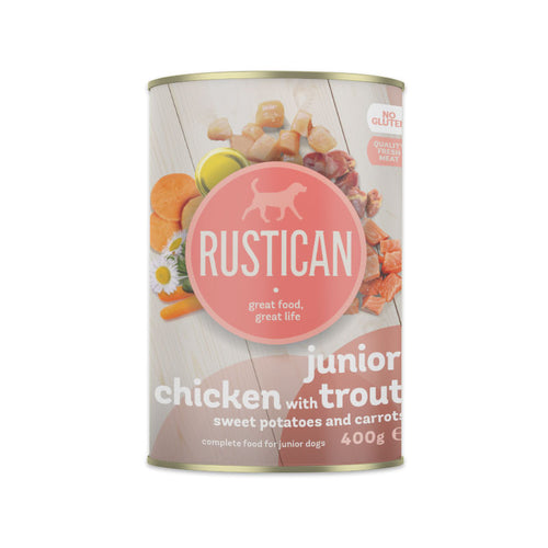 Rustican konzerva Junior - piščanec in postrv - 400 g