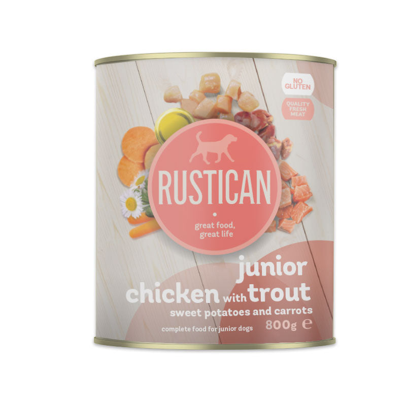 Rustican konzerva Junior - piščanec in postrv - 800g