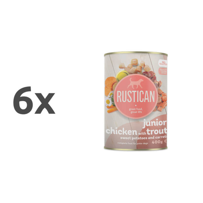 Rustican konzerva Junior - piščanec in postrv - 6 x 400 g