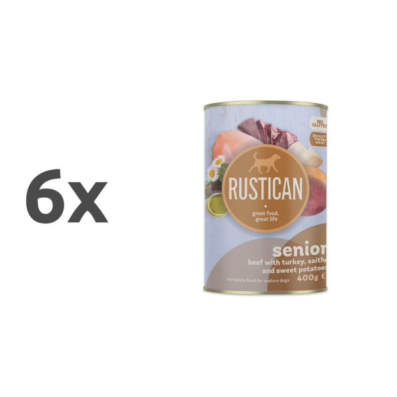 Rustican konzerva Senior - govedina in puran - 6 x 400 g
