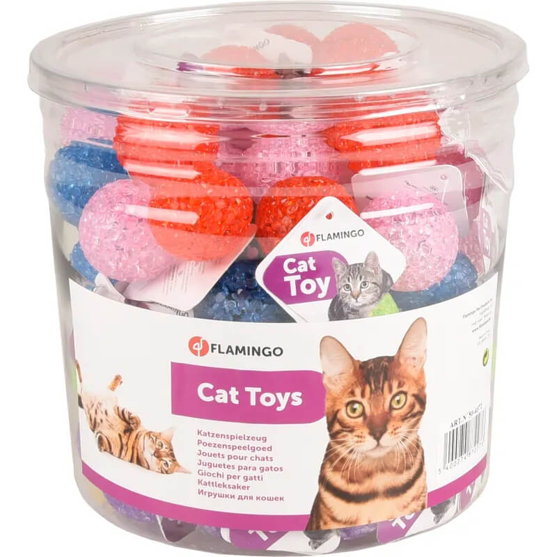 Flamingo žogica TPR Lizzy z zvončkom, različne barve - 1 kos