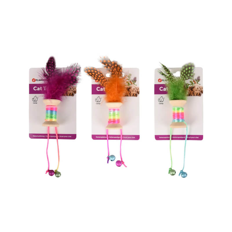 Flamingo sukanec Kirk s perjem in zvončki, različne barve - 17 cm (2)