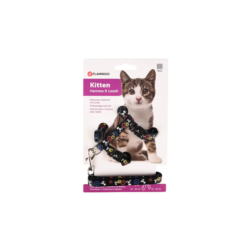 Flamingo oprsnica s povodcem za mladičke, črna - 15-20 cm / 20-30 cm