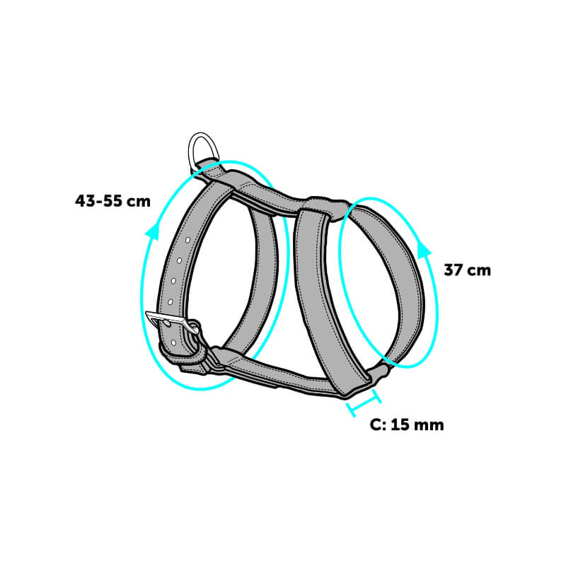 Flamingo oprsnica s povodcem Harms za mačke, rdeče-črna - 37 cm / 43-55 cm (3)