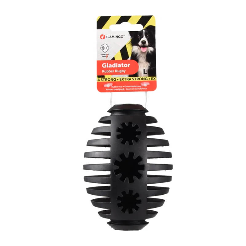 Flamingo gumijasta rugby žoga Gladiator, črna - 12 cm (3)
