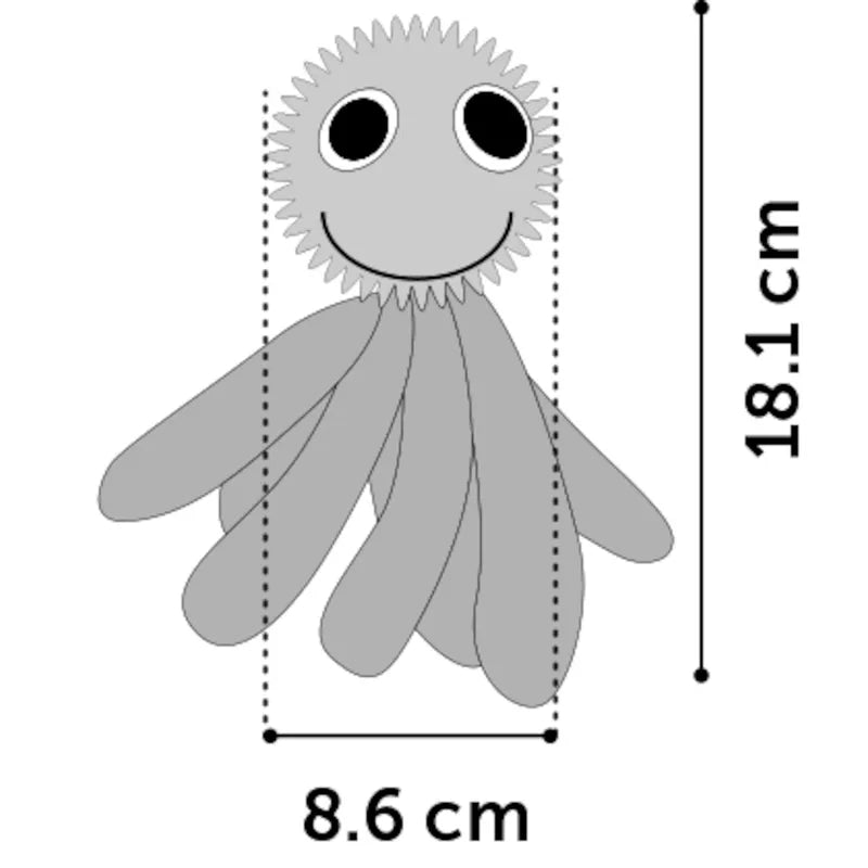 Flamingo plišasta hobotnica + gumi žoga z bodicami, modra - 18,1 cm (2)