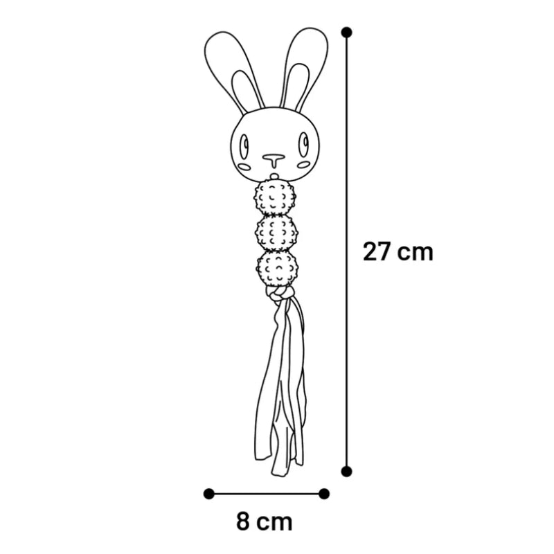 Flamingo plišasti zajček + TPR kroglice in vrv - 27 cm (2)