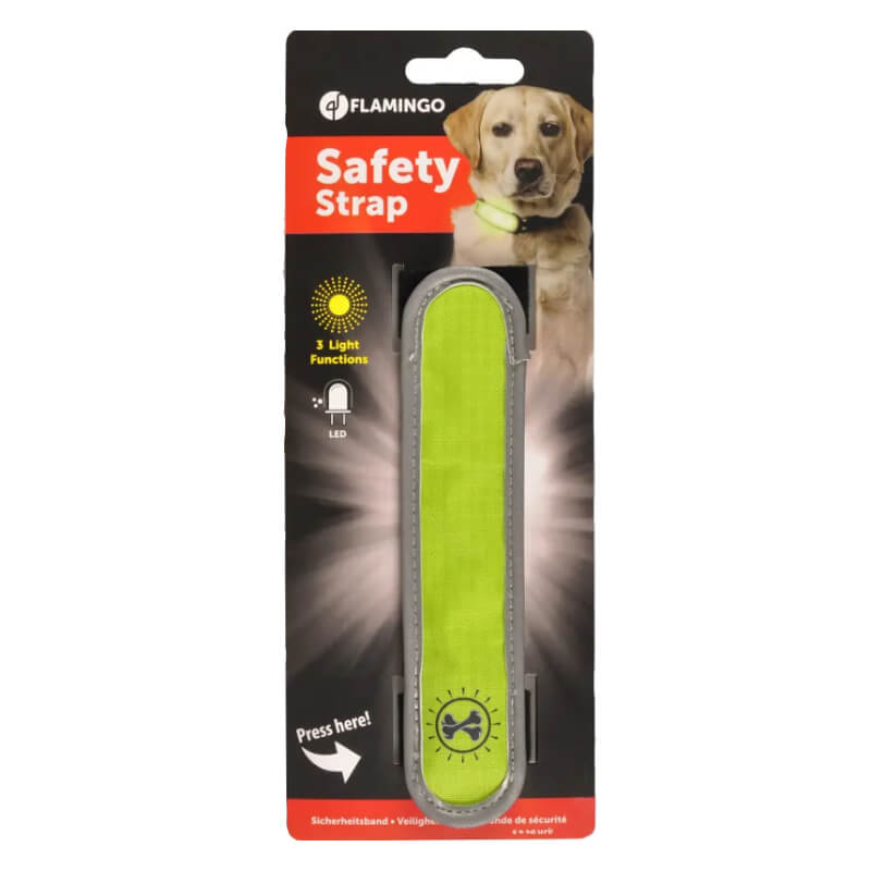 Flamingo najlonski trak z lučko za ovratnico/povodec - 16 x 3,5 x 1,5 cm (2)