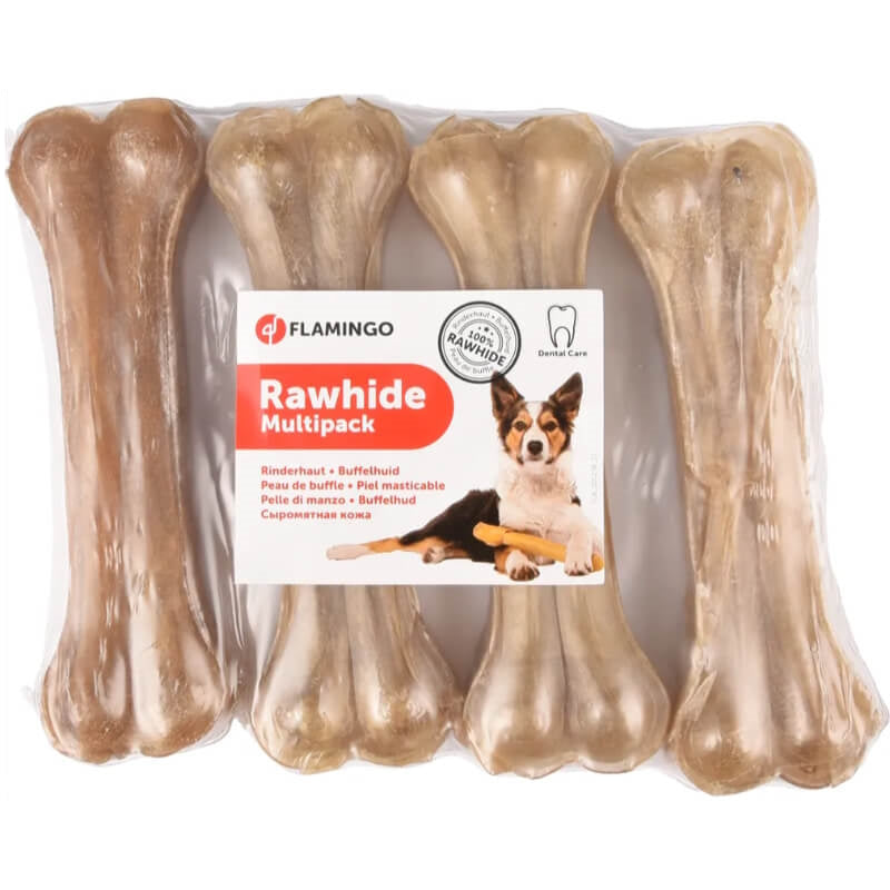 Flamingo R'hide prešana kost iz gov. kože, 14 cm - 4 kos