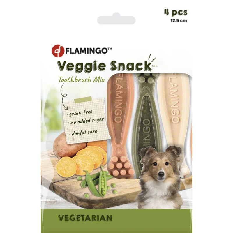 Flamingo Veggie zobna ščetka, 12,5 cm - 4 kos