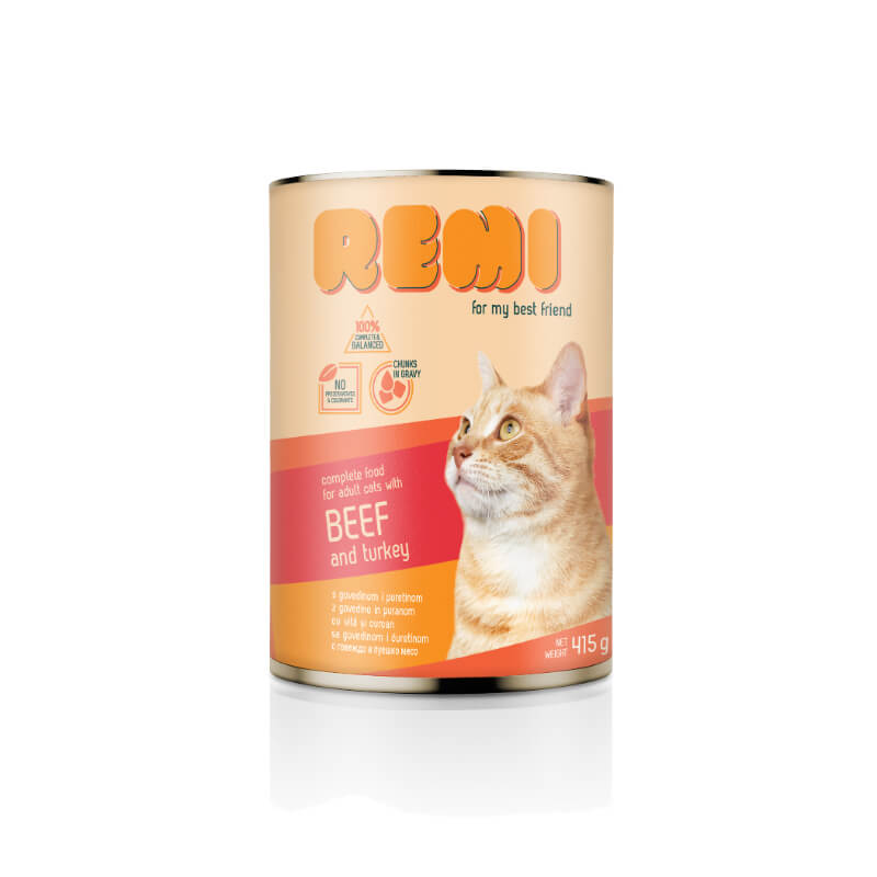 Remi Cat koščki v omaki - govedina & puran - 415 g