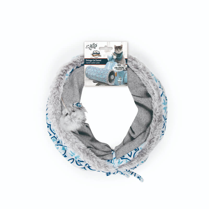 All For Paws Retro Pet tunel za mačke, modro siv - 48 cm (2)