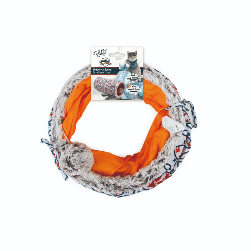All For Paws Retro Pet tunel za mačke, oranžno siv - 48 cm (2)