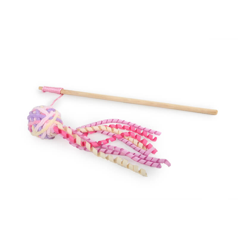 All For Paws Knotty Habit igralna palica Woolly Ball, roza - 34 cm
