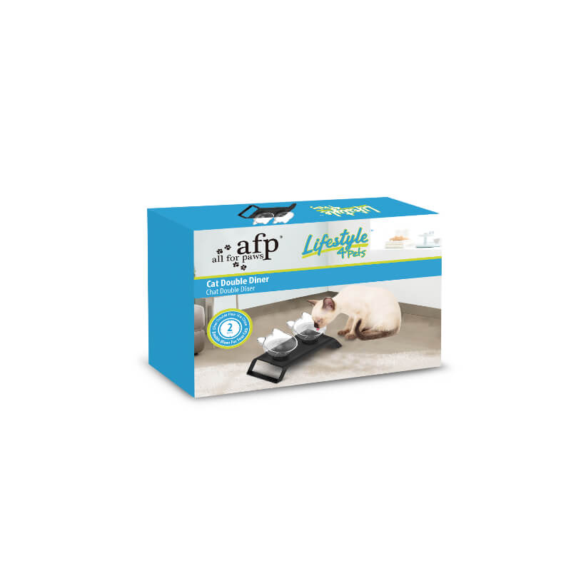 All For Paws stojalo s plastičnima posodama, črno - 2 x 200 ml (2)