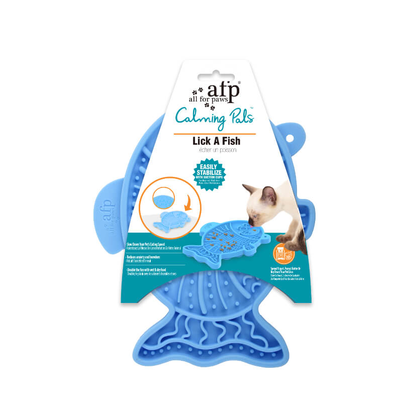 All For Paws Calming Pals podloga Lick-A-Fish, modra - 18 x 15 cm (3)