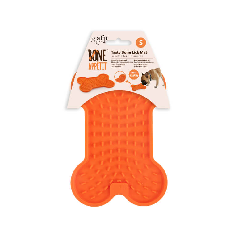 All For Paws Bone Appetit podloga Lick Mat, oranžna kost S - 20 x 13,5 cm (2)