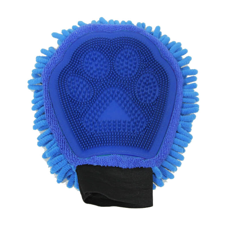 Pawise rokavica za grooming 2 v 1, modra - 26 x 21 cm