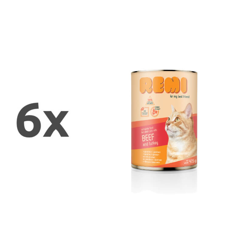 Remi Cat koščki v omaki - govedina & puran - 6 x 415 g