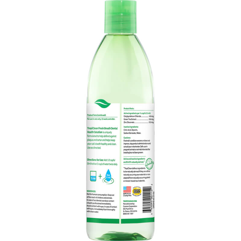 TropiClean Cat FreshBreath dodatek k vodi za čiščenje zob - 473 ml (2)