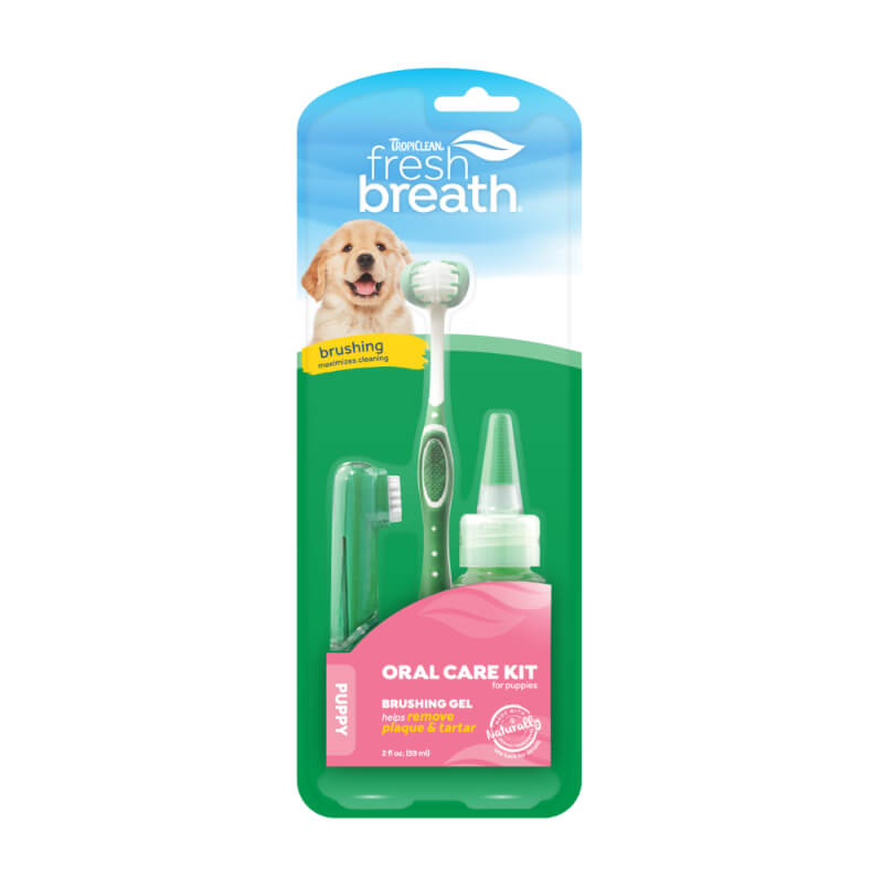 TropiClean Dog FreshBreath Puppy komplet za čiščenje zob (3 kos), mladički - 59 ml
