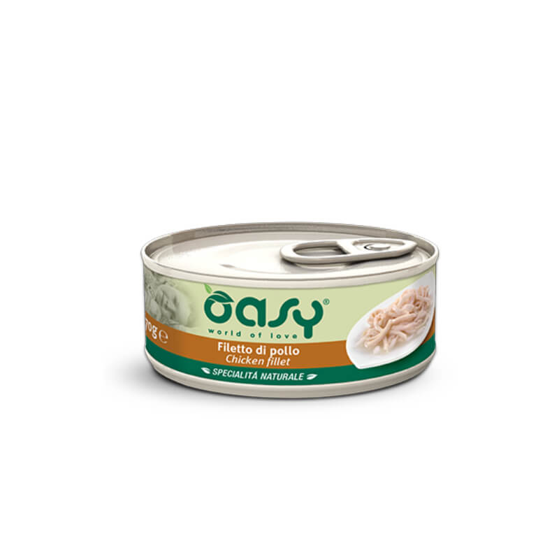 Oasy Natural Range adult piščančji file v želeju, konzerva - 70 g