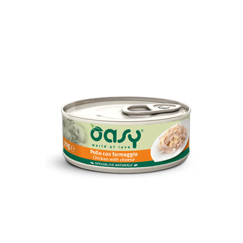 Oasy Natural Range adult piščanec s sirom v želeju, konzerva - 70 g